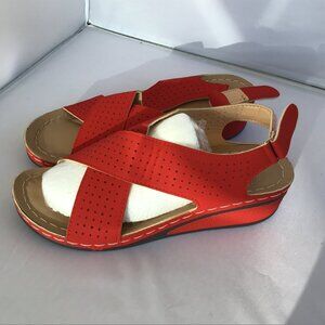 Women's Wedge Shoes Cushioned Insole Size 7M, RED